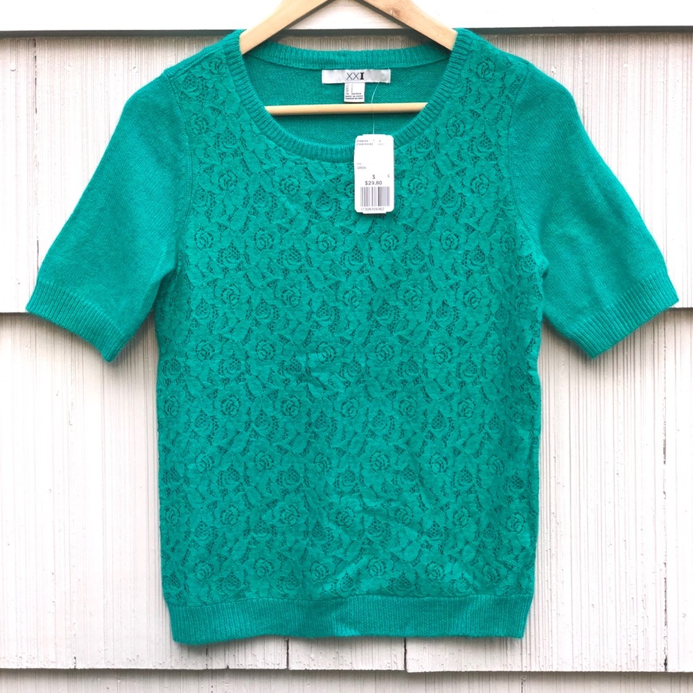 Forever 21 Emerald Green Short Sleeve sweater